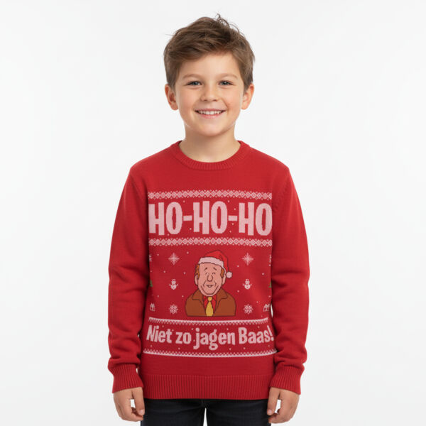 Niet zo jagen baas! -  Kerst Trui Kind Thumbnail